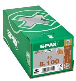 SPAX TORNILLO CABEZA CON ARANDELA ROSCA PARCIAL HI.FORCE WIROX 8x100 CAJA 50pzs