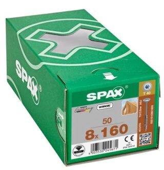 SPAX TORNILLO CABEZA CON ARANDELA ROSCA PARCIAL HI.FORCE WIROX 8x160 CAJA 50pzs