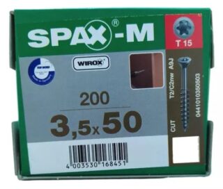 SPAX TORNILLO M CABEZA PLANA ROSCA PARCIAL TORX WIROX 3,5x50 CAJA 200pzs