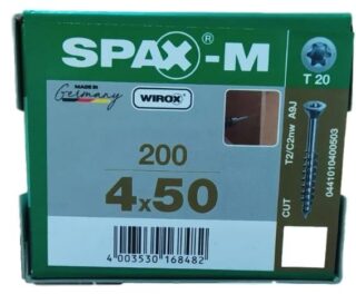 SPAX TORNILLO M CABEZA PLANA ROSCA PARCIAL TORX WIROX 4x50 CAJA 200pzs