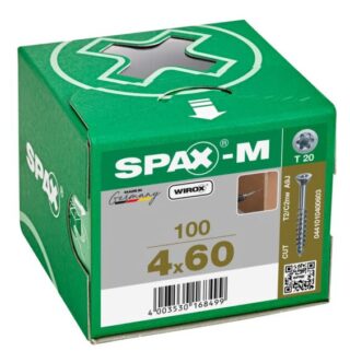 SPAX TORNILLO M CABEZA PLANA ROSCA PARCIAL TORX WIROX 4x60 CAJA 100pzs