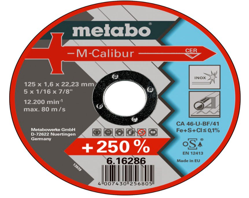 METABO DISCO CORTE INOX/ACERO M-CALIBUR 115x1,6