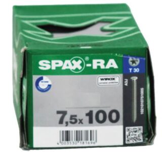 SPAX TORNILLO RA ANCLAJE DE MARCOS CABEZA PLANA TORX WIROX 7,5x100 CAJA 100pzs