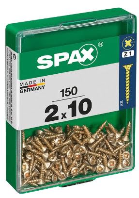 SPAX TORNILLO UNIVERSAL CABEZA PLANA YELLOX 2x10 CAJA 150pzs