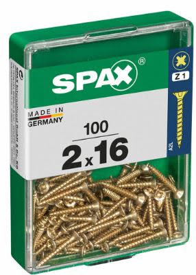 SPAX TORNILLO UNIVERSAL CABEZA PLANA YELLOX 2x16 CAJA 100pzs