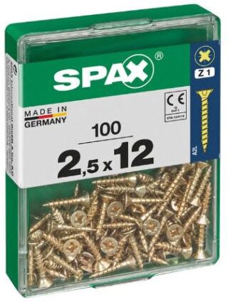 SPAX TORNILLO UNIVERSAL CABEZA PLANA YELLOX 2,5x12 CAJA 100pzs