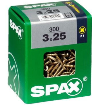 SPAX TORNILLO UNIVERSAL CABEZA PLANA YELLOX 3x25 CAJA 300pzs