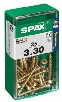 SPAX TORNILLO UNIVERSAL CABEZA PLANA YELLOX 3x30 CAJA 25pzs