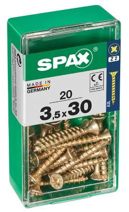 SPAX TORNILLO UNIVERSAL CABEZA PLANA YELLOX 3,5x30 CAJA 20pzs