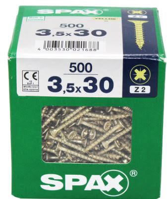 SPAX TORNILLO UNIVERSAL CABEZA PLANA YELLOX 3,5x30 CAJA 500pzs XL