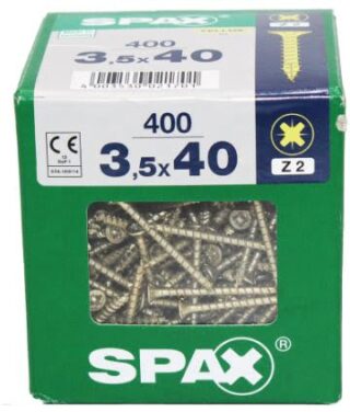 SPAX TORNILLO UNIVERSAL CABEZA PLANA YELLOX 3,5x40 CAJA 400pzs XL