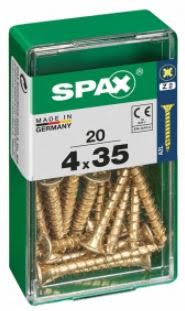 SPAX TORNILLO UNIVERSAL CABEZA PLANA YELLOX 4x35 CAJA 20pzs