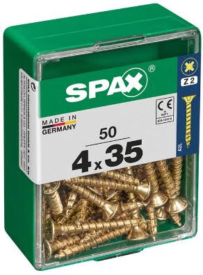 SPAX TORNILLO UNIVERSAL CABEZA PLANA YELLOX 4x35 CAJA 50pzs