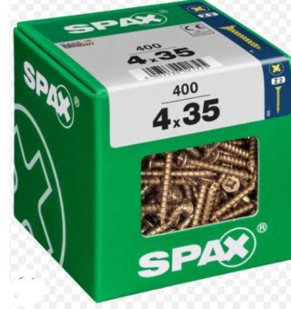 SPAX TORNILLO UNIVERSAL CABEZA PLANA YELLOX 4x35 CAJA 400pzs XL