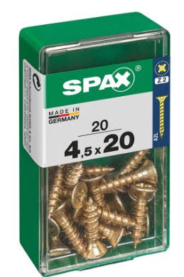 SPAX TORNILLO UNIVERSAL CABEZA PLANA YELLOX 4,5x20 CAJA 20pzs