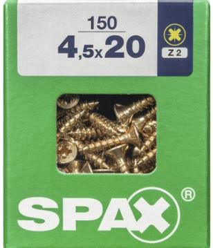 SPAX TORNILLO UNIVERSAL CABEZA PLANA YELLOX 4,5x20 CAJA 150pzs