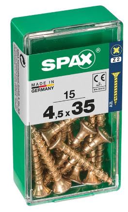 SPAX TORNILLO UNIVERSAL CABEZA PLANA YELLOX 4,5x35 CAJA 15pzs