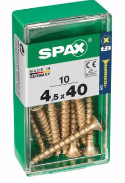 SPAX TORNILLO UNIVERSAL CABEZA PLANA YELLOX 4,5x40 CAJA 10pzs