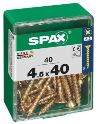 SPAX TORNILLO UNIVERSAL CABEZA PLANA YELLOX 4,5x40 CAJA 40pzs
