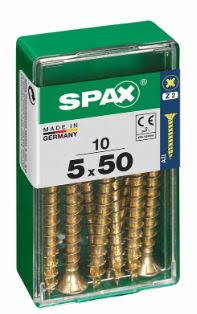 SPAX TORNILLO UNIVERSAL CABEZA PLANA YELLOX 5x50 CAJA 10pzs
