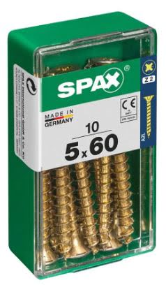 SPAX TORNILLO UNIVERSAL CABEZA PLANA YELLOX 5x60 CAJA 10pzs