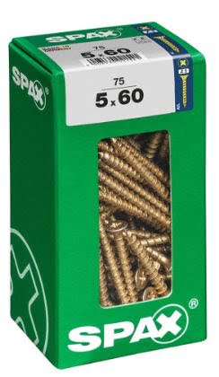 SPAX TORNILLO UNIVERSAL CABEZA PLANA YELLOX 5x60 CAJA 75pzs