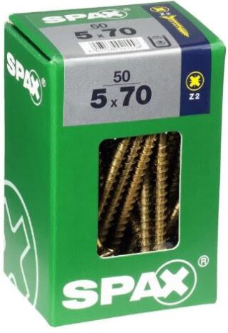 SPAX TORNILLO UNIVERSAL CABEZA PLANA YELLOX 5x70 CAJA 50pzs