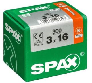 SPAX TORNILLO UNIVERSAL CABEZA PLANA TORX WIROX 3x16 CAJA 300pzs