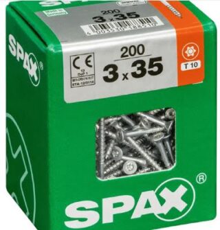 SPAX TORNILLO UNIVERSAL CABEZA PLANA TORX WIROX 3x35 CAJA 200pzs
