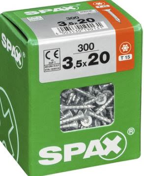 SPAX TORNILLO UNIVERSAL CABEZA PLANA TORX WIROX 3,5x20 CAJA 300pzs