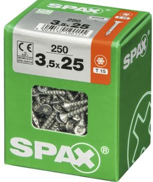 SPAX TORNILLO UNIVERSAL CABEZA PLANA TORX WIROX 3,5x25 CAJA 250pzs