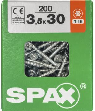 SPAX TORNILLO UNIVERSAL CABEZA PLANA TORX WIROX 3,5x30 CAJA 200pzs