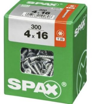 SPAX TORNILLO UNIVERSAL CABEZA PLANA TORX WIROX 4x16 CAJA 300pzs