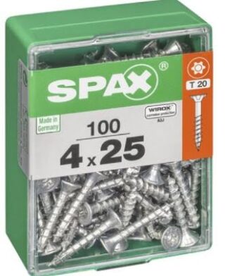 SPAX TORNILLO UNIVERSAL CABEZA PLANA TORX WIROX 4x25 CAJA 100pzs