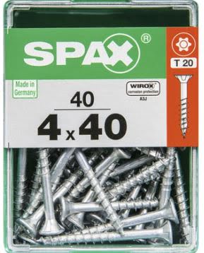 SPAX TORNILLO UNIVERSAL CABEZA PLANA TORX WIROX 4x40 CAJA 40pzs