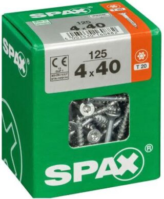 SPAX TORNILLO UNIVERSAL CABEZA PLANA TORX WIROX 4x40 CAJA 125pzs