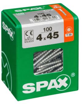 SPAX TORNILLO UNIVERSAL CABEZA PLANA TORX WIROX 4x45 CAJA 100pzs