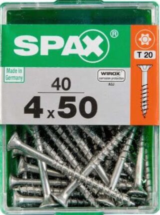 SPAX TORNILLO UNIVERSAL CABEZA PLANA TORX WIROX 4x50 CAJA 40pzs