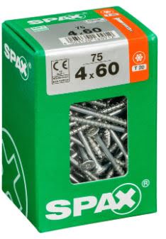 SPAX TORNILLO UNIVERSAL CABEZA PLANA TORX WIROX 4x60 CAJA 75pzs