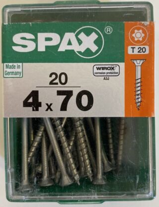 SPAX TORNILLO UNIVERSAL CABEZA PLANA TORX WIROX 4x70 CAJA 20pzs