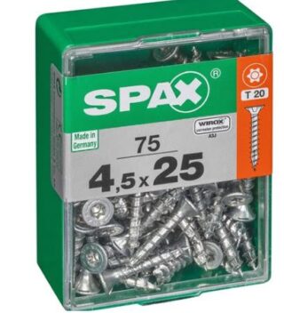 SPAX TORNILLO UNIVERSAL CABEZA PLANA TORX WIROX 4,5x25 CAJA 75pzs