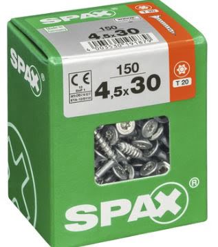 SPAX TORNILLO UNIVERSAL CABEZA PLANA TORX WIROX 4,5x30 CAJA 150pzs