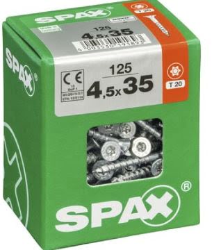 SPAX TORNILLO UNIVERSAL CABEZA PLANA TORX WIROX 4,5x35 CAJA 125pzs