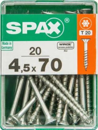 SPAX TORNILLO UNIVERSAL CABEZA PLANA TORX WIROX 4,5x70 CAJA 20pzs