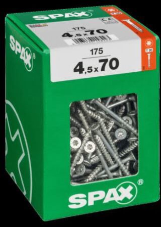 SPAX TORNILLO UNIVERSAL CABEZA PLANA TORX WIROX 4,5x70 CAJA 175pzs XXL