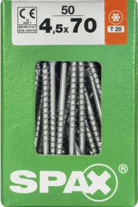 SPAX TORNILLO UNIVERSAL CABEZA PLANA TORX WIROX 4,5x70 CAJA 50pzs