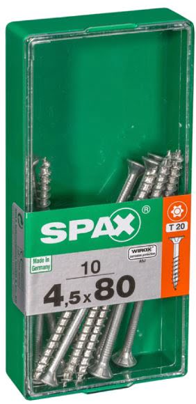 SPAX TORNILLO UNIVERSAL CABEZA PLANA TORX WIROX 4,5x80 CAJA 10pzs