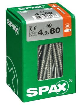 SPAX TORNILLO UNIVERSAL CABEZA PLANA TORX WIROX 4,5x80 CAJA 50pzs