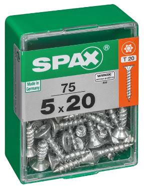 SPAX TORNILLO UNIVERSAL CABEZA PLANA TORX WIROX 5x20 CAJA 75pzs