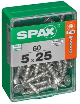 SPAX TORNILLO UNIVERSAL CABEZA PLANA TORX WIROX 5x25 CAJA 60pzs